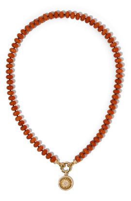 Nadri Nadri Beads of Paradise Carnelian & Cubic Zirconia Sun Pendant Necklace