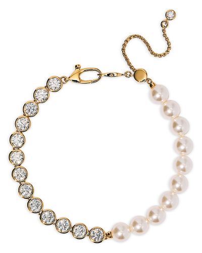 Nadri Nadri Cubic Zirconia & Imitation Pearl Under the Sea Adjustable Line Bracelet
