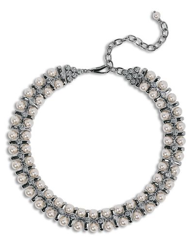 Nadri Nadri Cubic Zirconia & Imitation Pearl Under the Sea Choker Necklace, 15.1