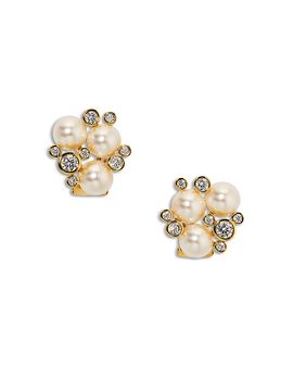 Nadri Nadri Cubic Zirconia & Imitation Pearl Under the Sea Crown Cluster Stud Earrings