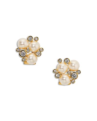 Nadri Nadri Cubic Zirconia & Imitation Pearl Under the Sea Crown Cluster Stud Earrings