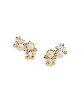 Nadri Nadri Cubic Zirconia & Imitation Pearl Under the Sea Ear Climbers
