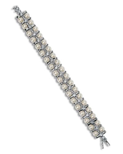 Nadri Nadri Cubic Zirconia & Imitation Pearl Under the Sea Flex Bracelet
