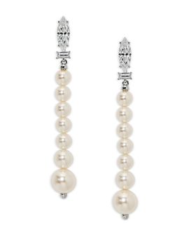 Nadri Nadri Cubic Zirconia & Imitation Pearl Under the Sea Linear Drop Earrings
