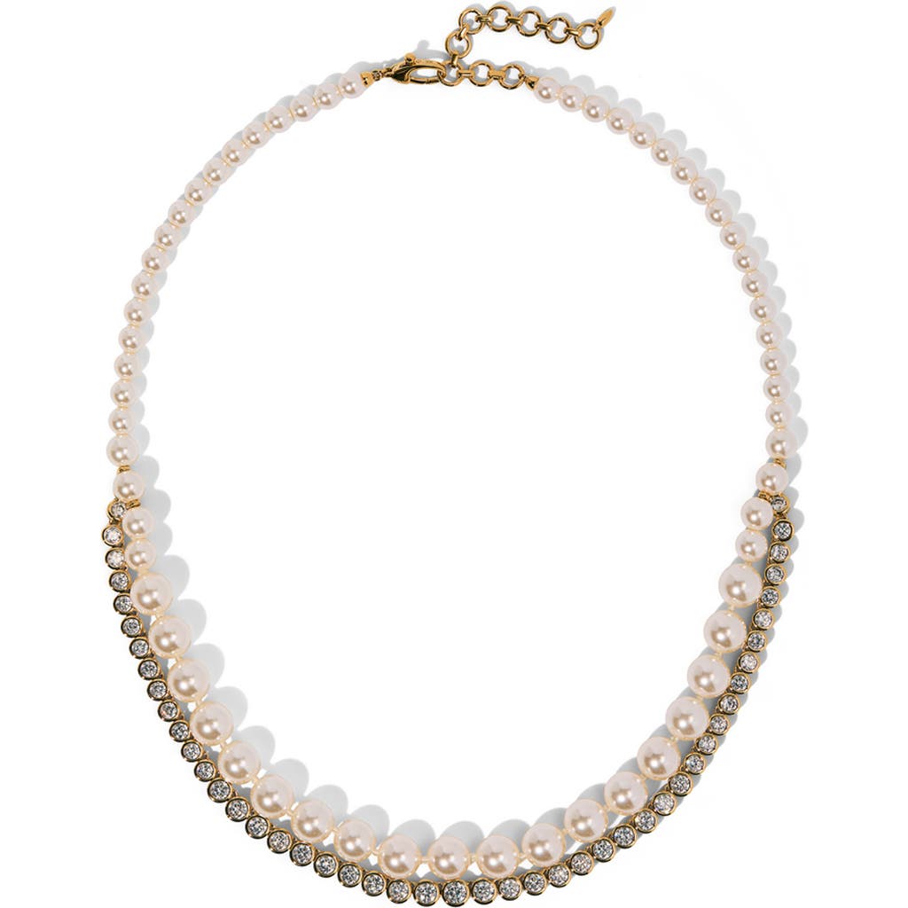 Nadri Nadri Double Layer Imitation Pearl & Cubic Zirconia Necklace