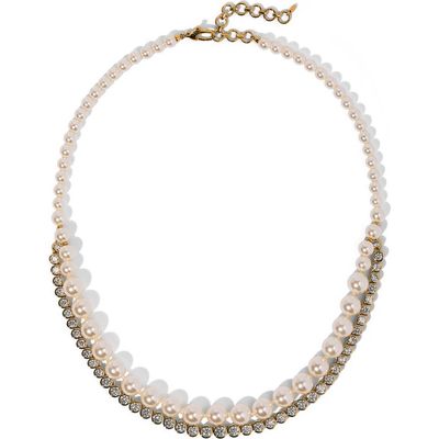 Nadri Nadri Double Layer Imitation Pearl & Cubic Zirconia Necklace