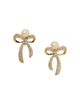 Nadri Nadri Eros Pave & Imitation Pearl Small Ribbon Stud Earrings - 1