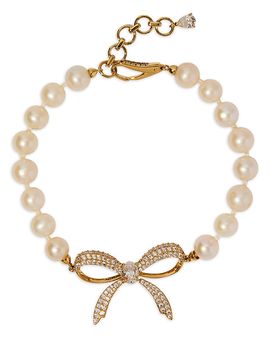 Nadri Nadri Eros Pave Bow & Pearl Bracelet