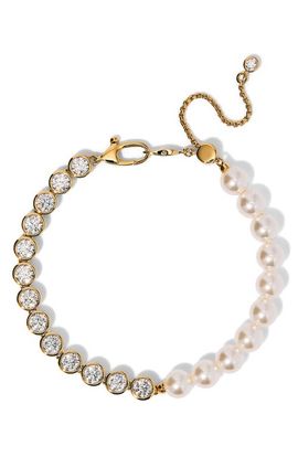 Nadri Nadri Imitation Pearl & Cubic Zirconia Adjustable Bracelet