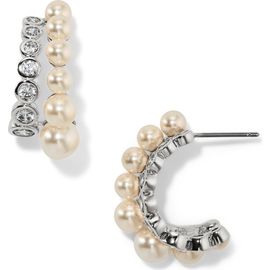 Nadri Nadri Imitation Pearl and Crystal J-Hoop Earrings
