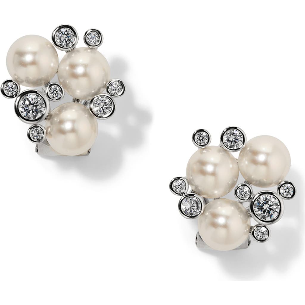 Nadri Nadri Imitation Pearl and Cubic Zirconia Cluster Stud Earrings