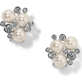 Nadri Nadri Imitation Pearl and Cubic Zirconia Cluster Stud Earrings