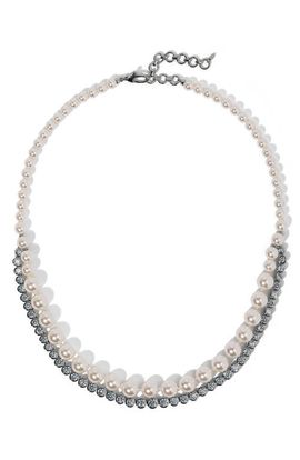 Nadri Nadri Imitation Pearl and Cubic Zirconia Double Layer Necklace
