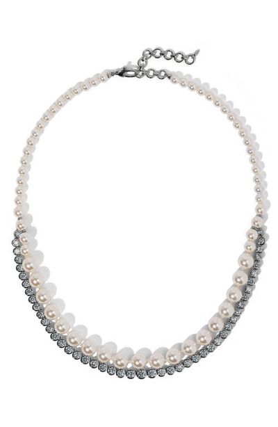 Nadri Nadri Imitation Pearl and Cubic Zirconia Double Layer Necklace