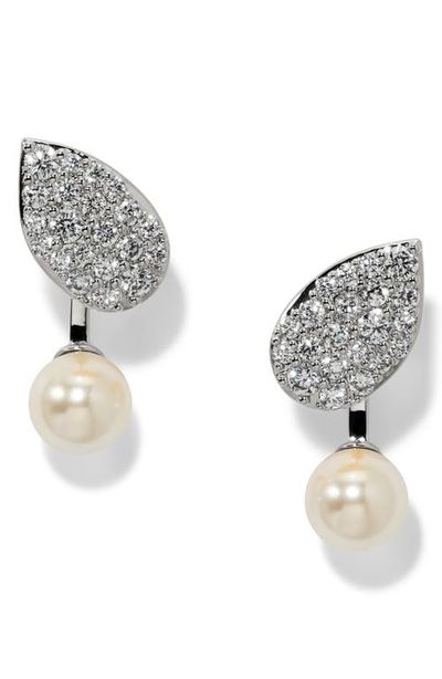 Nadri Nadri Rocco Petal Imitation Pearl Front/Back Earrings