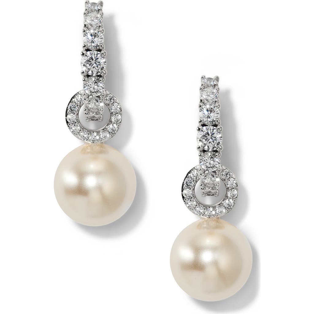 Nadri Nadri Under the Sea Cubic Zirconia & Faux Pearl Doorknocker Earrings