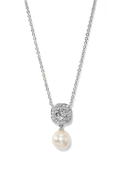 Nadri Nadri Undersea Cushion Halo Pearl Pendant Necklace