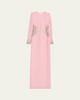 Naeem Khan Crystal Crepe Long-Sleeve Strong-Shoulder Gown - 1