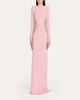 Naeem Khan Crystal Crepe Long-Sleeve Strong-Shoulder Gown - 2