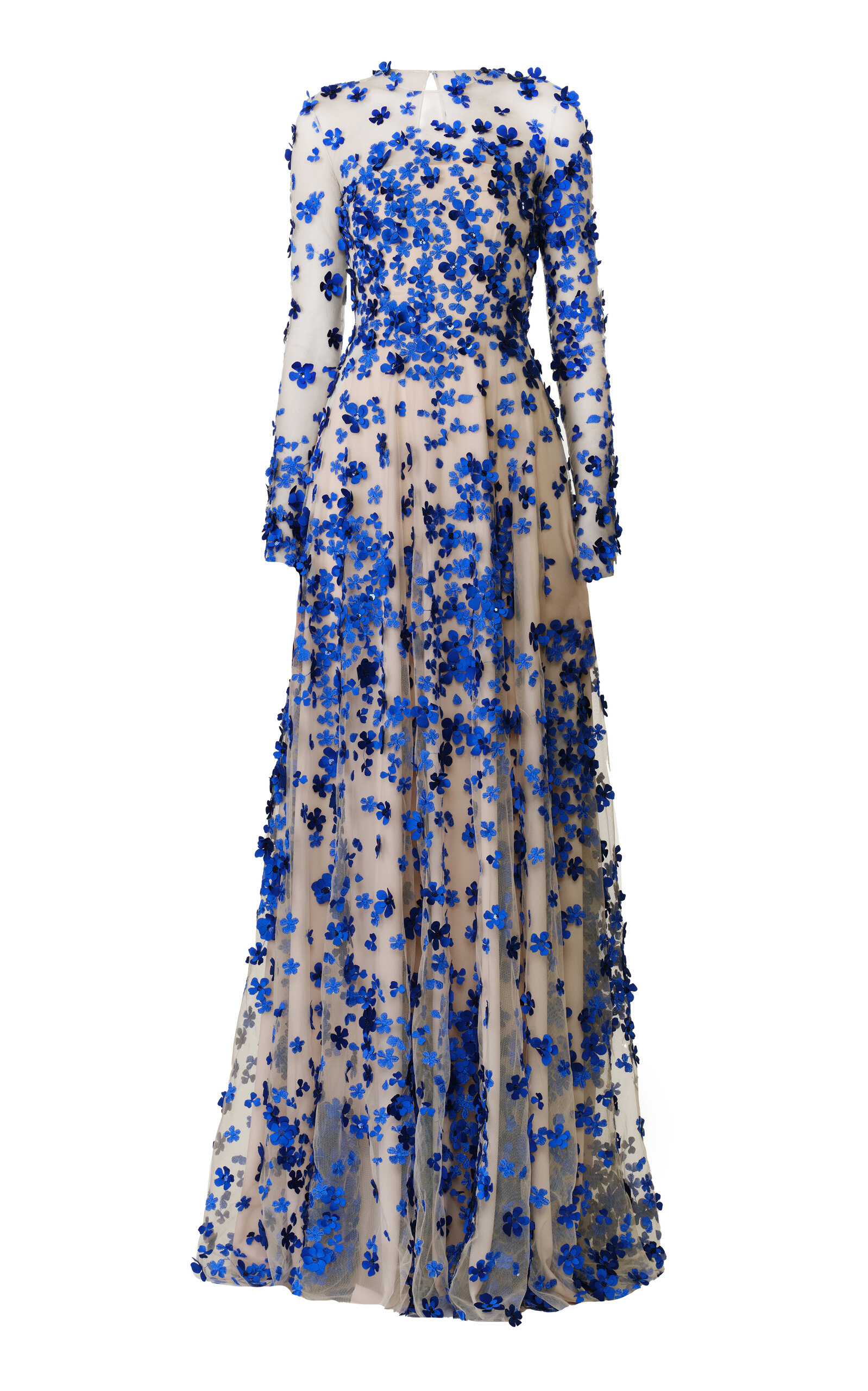 Naeem Khan Naeem Khan Beaded Floral Long Sleeve Gown