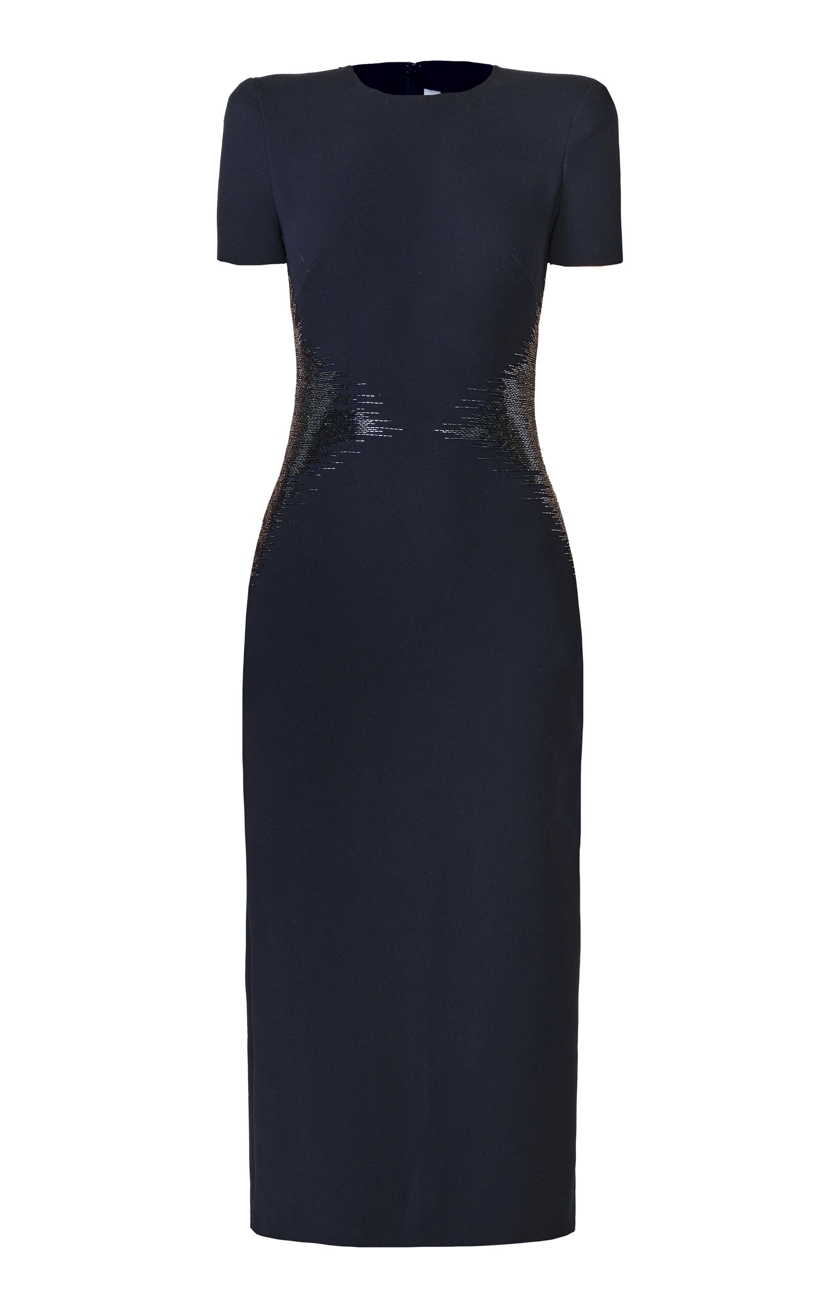 Naeem Khan Naeem Khan Beaded Waist Cap Sleeve Crepe Cocktail Dress