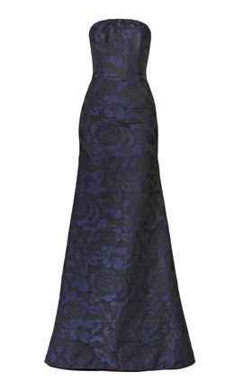 Naeem Khan Naeem Khan Floral Jacquard Bustier Strapless FitAndFlare Gown