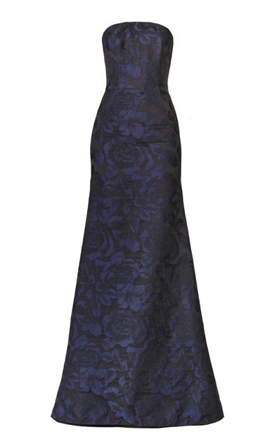 Naeem Khan Naeem Khan Floral Jacquard Bustier Strapless FitAndFlare Gown