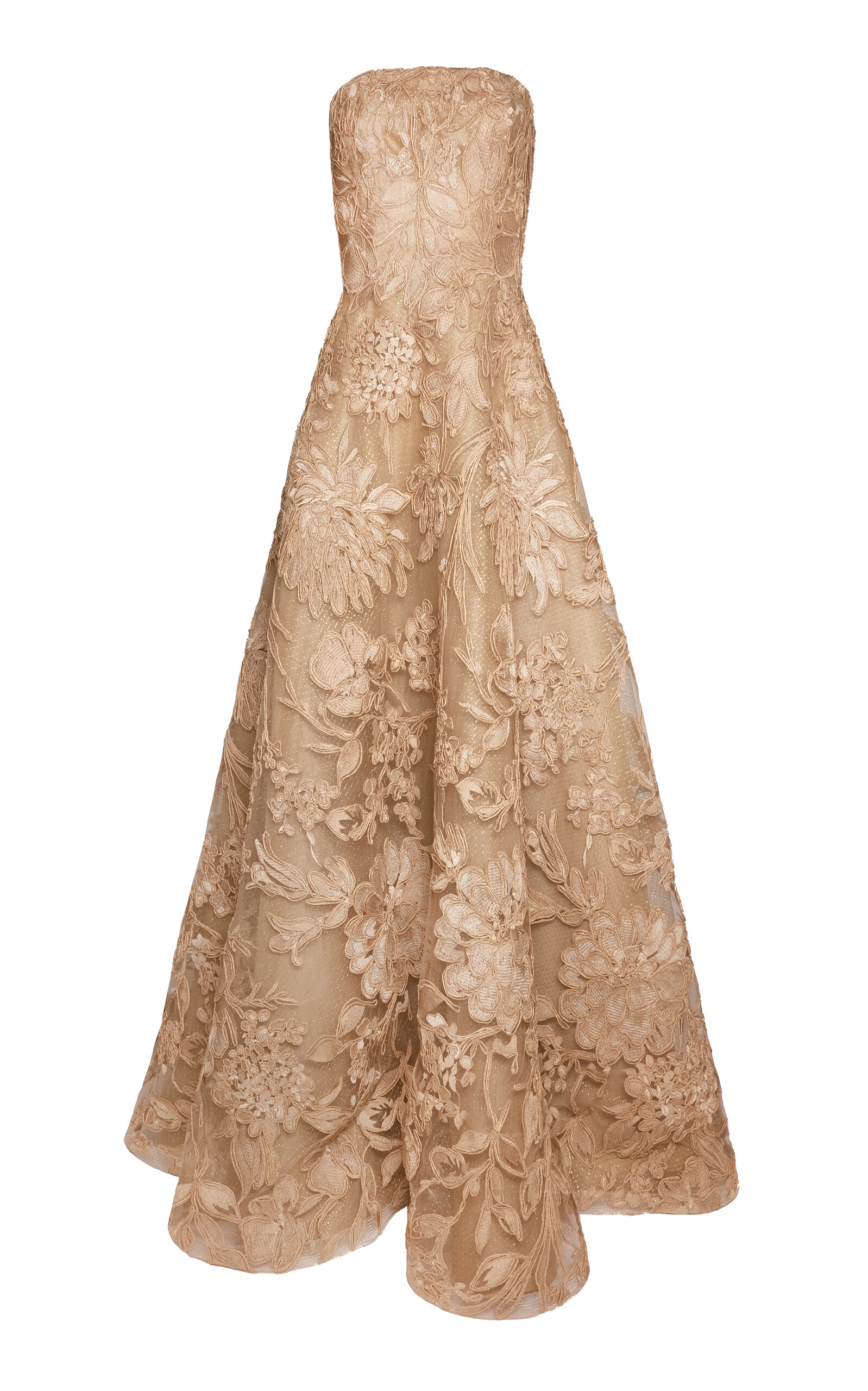 Naeem Khan - Floral Raffia Strapless Gown