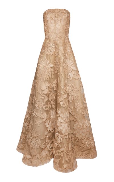 Naeem Khan - Floral Raffia Strapless Gown Naeem Khan - Floral Raffia Strapless Gown