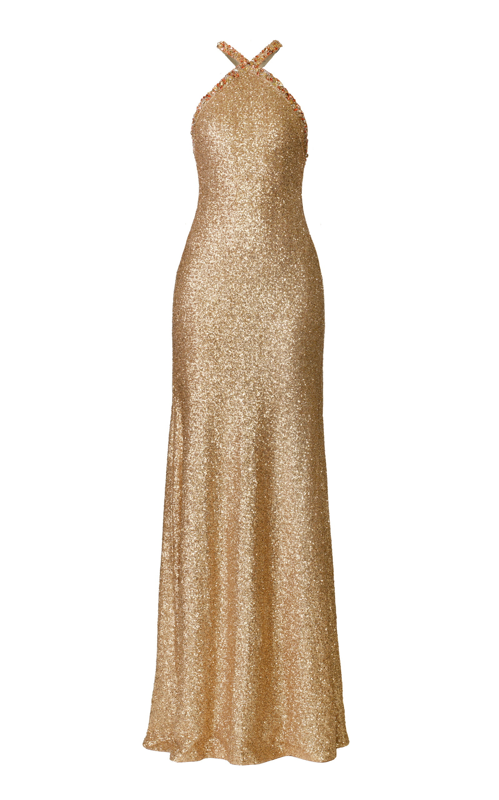 Naeem Khan Naeem Khan Halter Stretch Sequin Gown With Crystal Trim