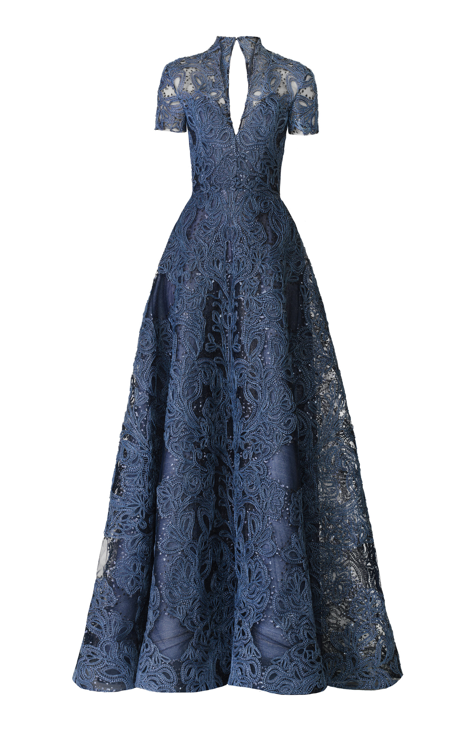 Naeem Khan Naeem Khan Raffia VNeck Cap Sleeve Gown