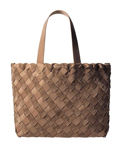 Naghedi Naghedi Medium Woven Stripe Suede & Fabric Tote