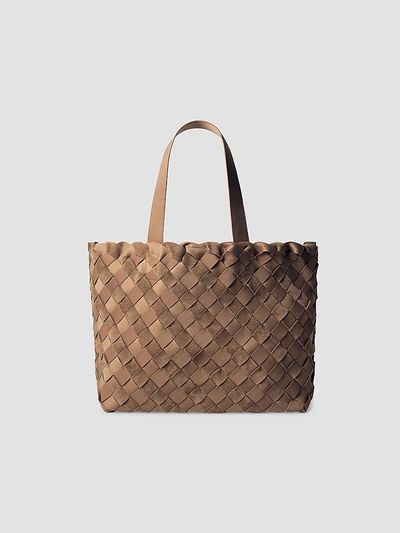 NAGHEDI Women's Como Medium Striped Suede Tote Bag