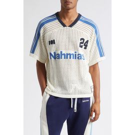 NAHMIAS NAHMIAS 24 Oversize Cotton Pointelle V-Neck Soccer Jersey