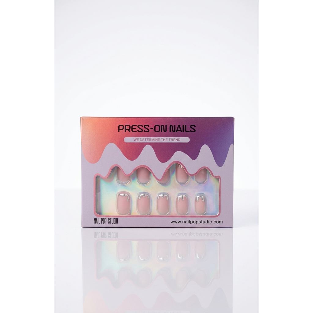 Nail Pop Studio Nail Pop Studio Chrome Edge Square Press-On Nails 