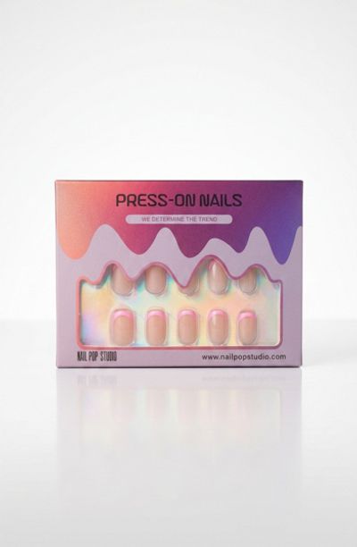 Nail Pop Studio Nail Pop Studio Nail Pop Square Press On Nails in Classic Pink French at Urban Outfitters