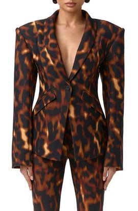 Naked Wardrobe Naked Wardrobe Animal Print Ponte Blazer