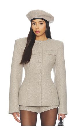 Naked Wardrobe Naked Wardrobe Chevron Suited Button Up Blazer