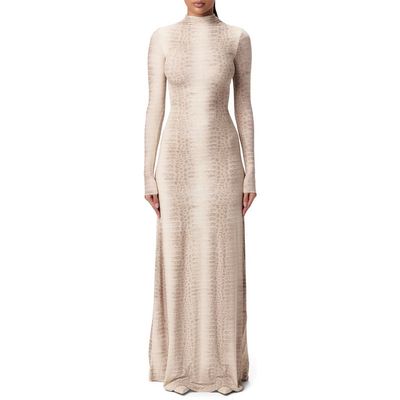 Naked Wardrobe Naked Wardrobe Crocodile Print Funnel Neck Long Sleeve Maxi Dress