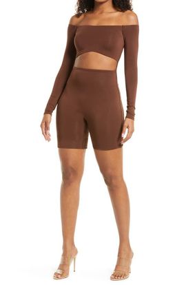 Naked Wardrobe Naked Wardrobe Cutout Off the Shoulder Romper