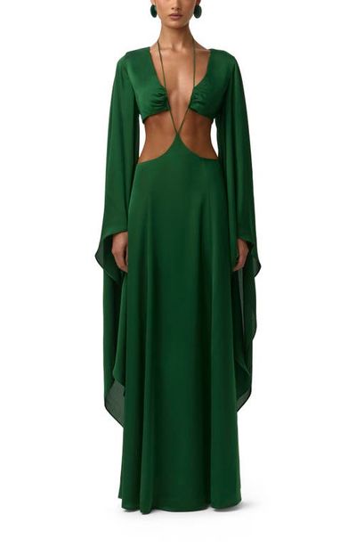 Naked Wardrobe Naked Wardrobe Cutout Satin Maxi Dress