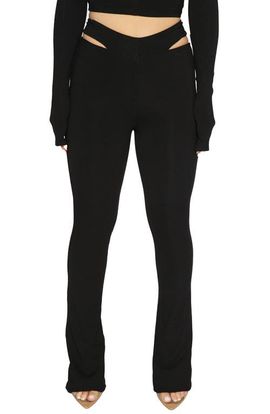 Naked Wardrobe Naked Wardrobe Cutout Waist Rib Pants