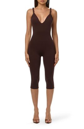 Naked Wardrobe Naked Wardrobe Deep Plunge Capri Jumpsuit