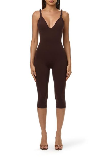 Naked Wardrobe Naked Wardrobe Deep Plunge Capri Jumpsuit
