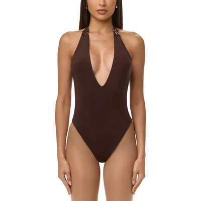 Naked Wardrobe Naked Wardrobe Deep Plunge Halter Bodysuit