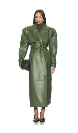 Naked Wardrobe Naked Wardrobe Double Collar Faux Leather Trench Coat