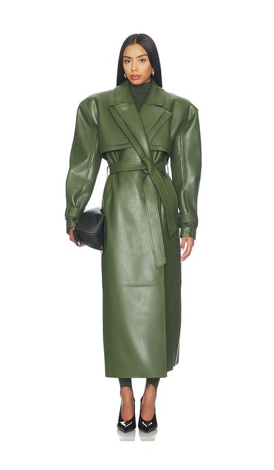 Naked Wardrobe Naked Wardrobe Double Collar Faux Leather Trench Coat
