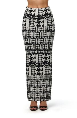 Naked Wardrobe Naked Wardrobe Dual Houndstooth Maxi Skirt 