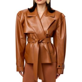Naked Wardrobe Naked Wardrobe Faux Leather Crop Trench Coat