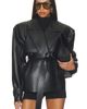 Naked Wardrobe Naked Wardrobe Faux Leather Cropped Trench Coat - 1